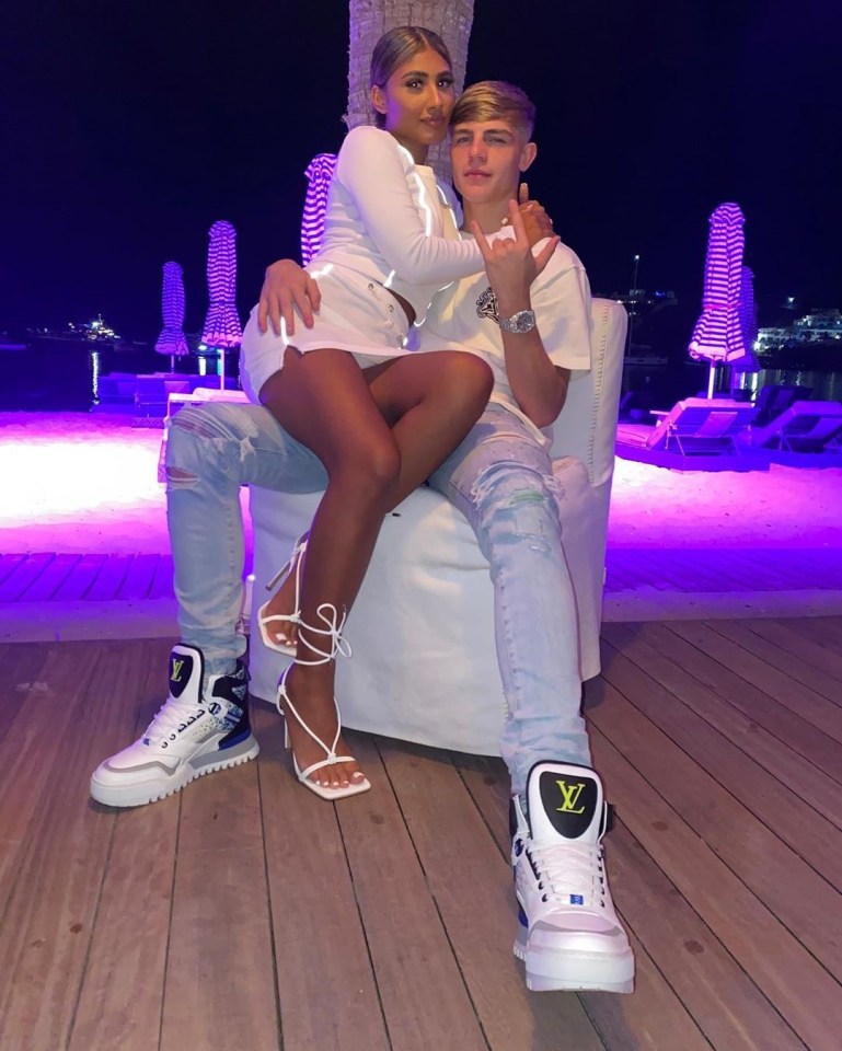 Man Utd star Brandon Williams with girlfriend Shanice Eastmond get ready for a night on the Greek island