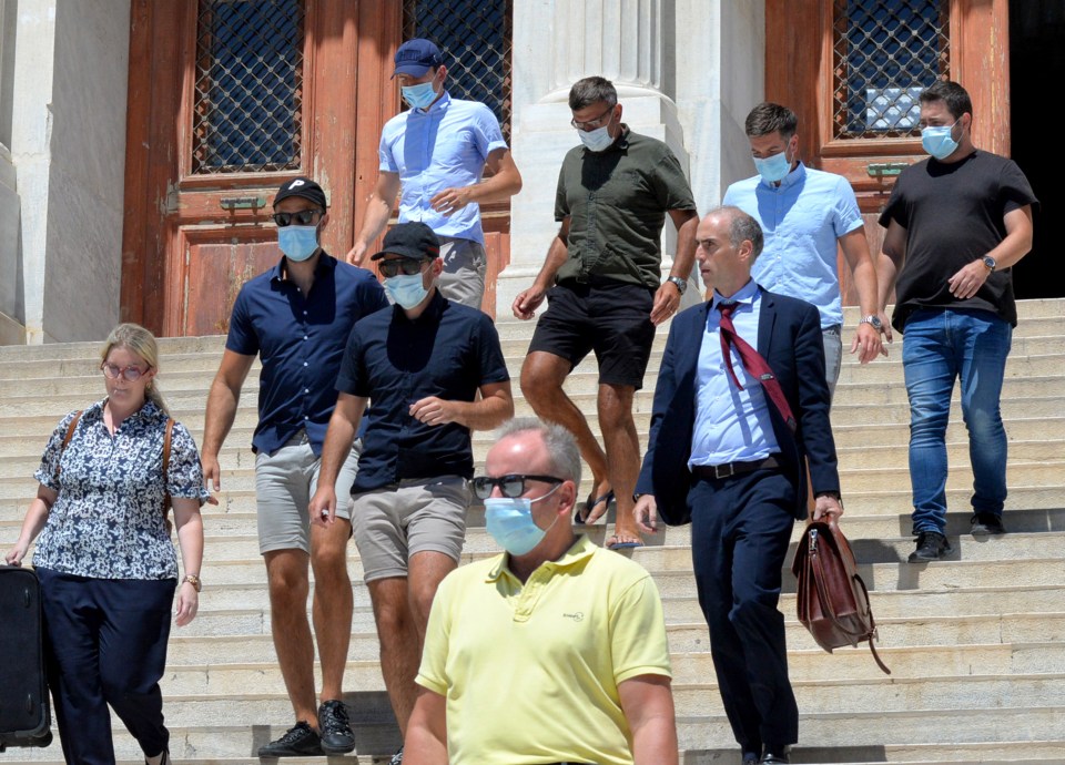 The defender leaves the town hall in Syros on Saturday