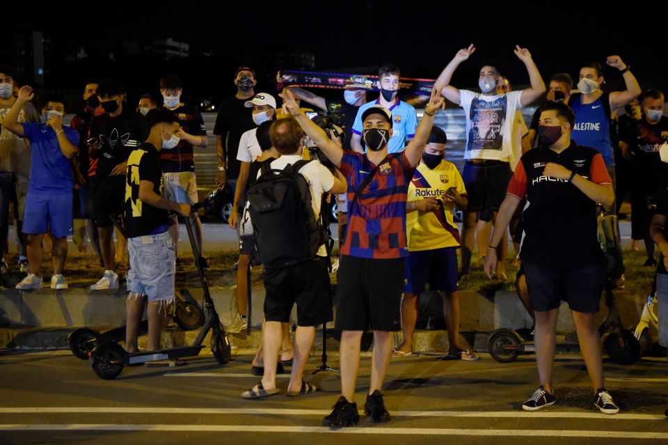 Barcelona fans congregated outside the Nou Camp to show their support for the club captain