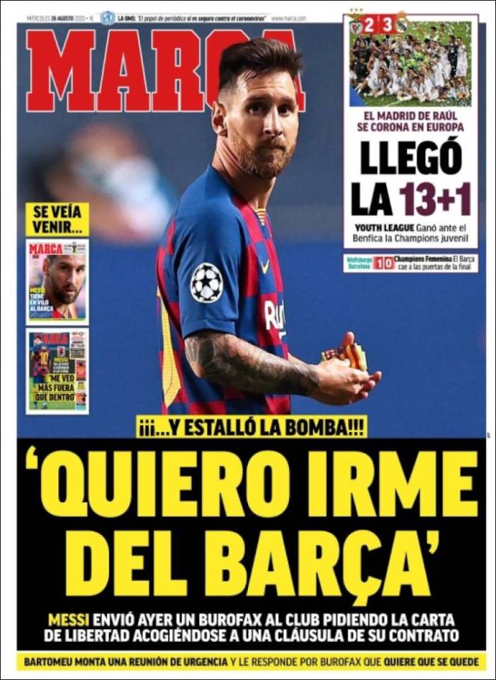 The Spanish press are left stunned by Messi's admission