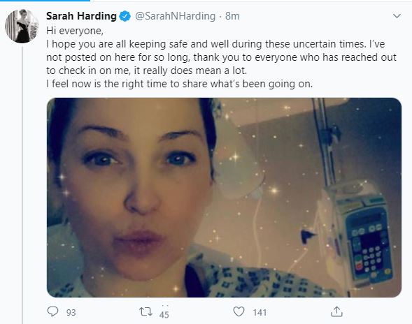 Sarah shared a heartfelt post on Twitter on Wednesday