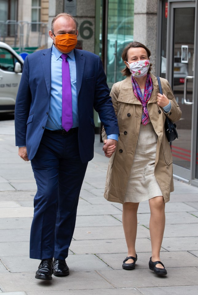 Sir Ed arriving today to hear he’d won the vote with wife Emily