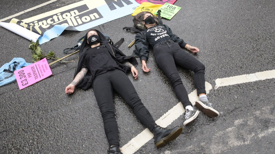 Extinction Rebellion activists are protesting against bailouts for fossil fuel companies