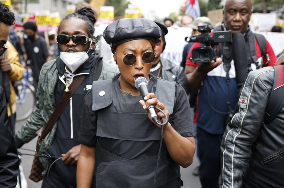 Activist Sasha Johnson leads campaigners on the Million People March from Notting Hill to Hyde Park in London