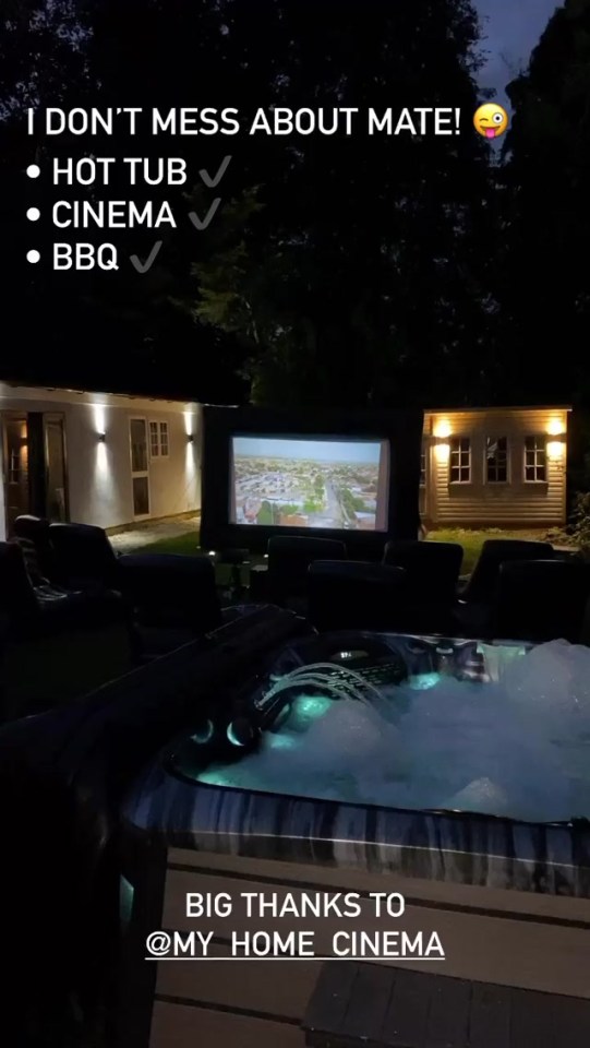 Bianca and Kris showed off their impressive outdoor space boasting a large hot tub and cinema facilities