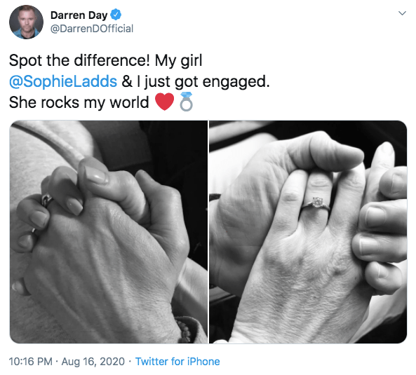 Darren revealed the happy news on social media