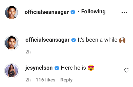 Sean and Jesy exchange flirty messages on Instagram