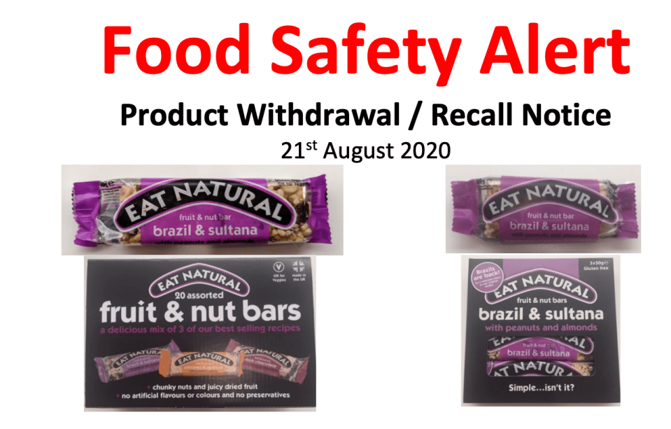 The Food Standards Agency said the bars above may contain traces of salmonella