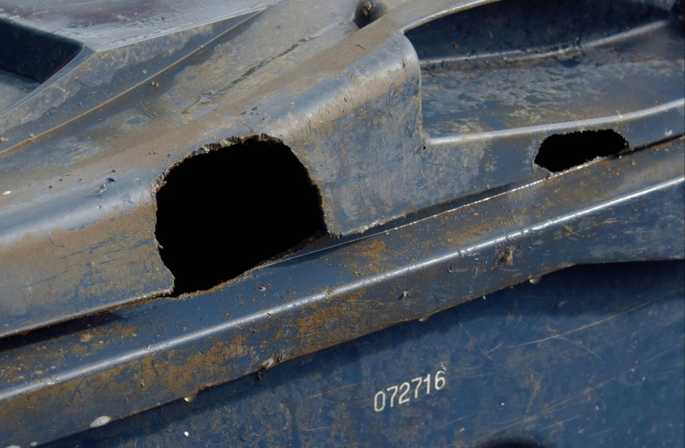 Picture shows a rubbish bin where rats have gnawed a hole