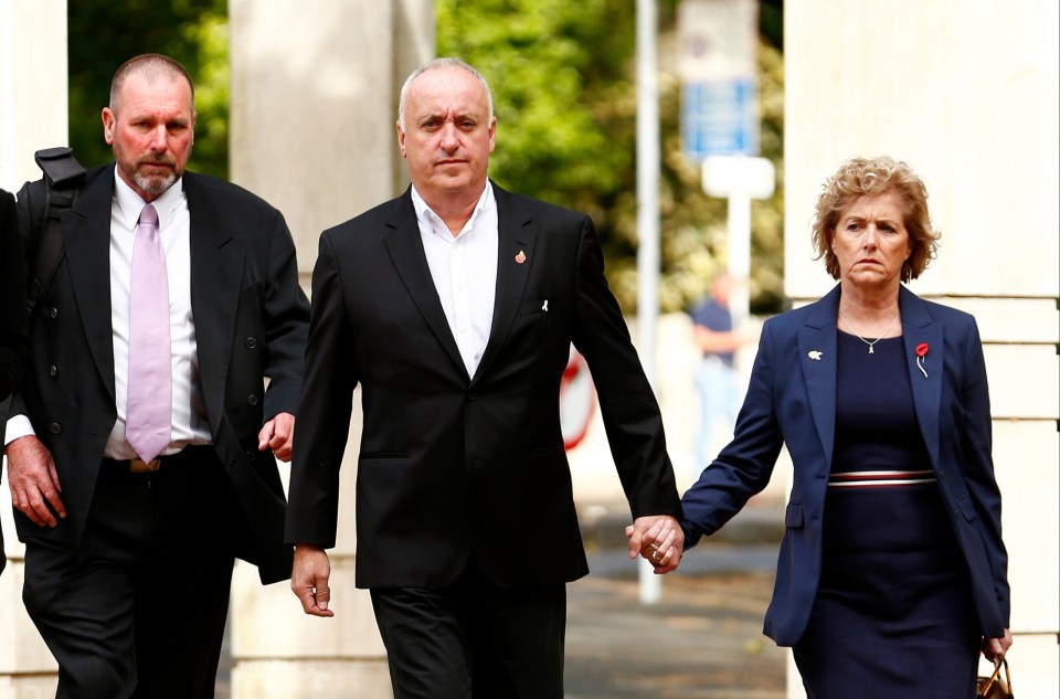 Grace Millane's parents, David and Gillian Millane with Det Insp Scott Beard (left) at the Auckland High Court on November 6, 2019