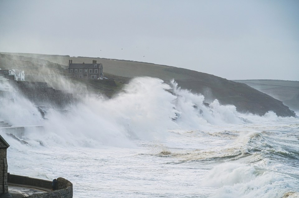 Porthleven in Cornwall was also badly hit by the storm