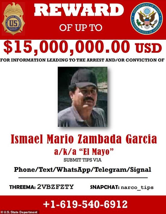 A $15m reward was offered for El Mayo's capture