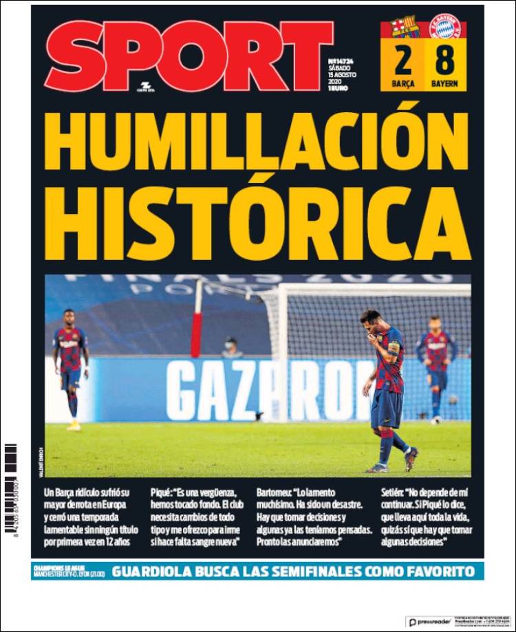 Sport slammed the Barcelona squad after the 8-2 defeat 