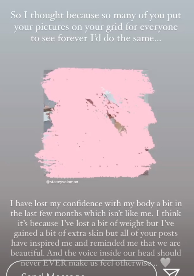 She opened up about losing body confidence on her Instagram Story 