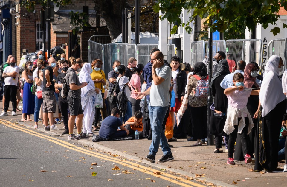 Queues forming outside a testing centre in London today