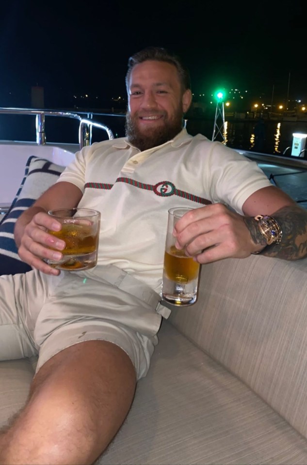 McGregor seen relaxing with a whiskey this week in Corsica