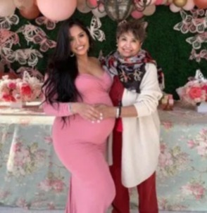 Then-pregnant Vanessa, a former dancer and model, is pictured with mum Sofia Laine