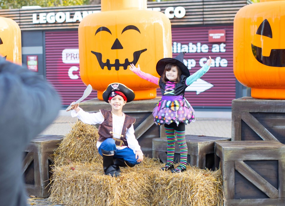 Kids can pose with giant pumpkins as well as enjoy character meet and greets