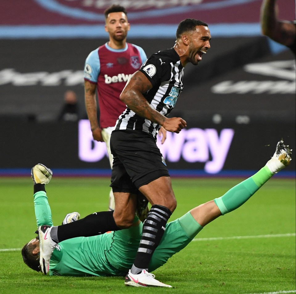 Callum Wilson scored on his Newcastle debut in a 2-0 win over West Ham