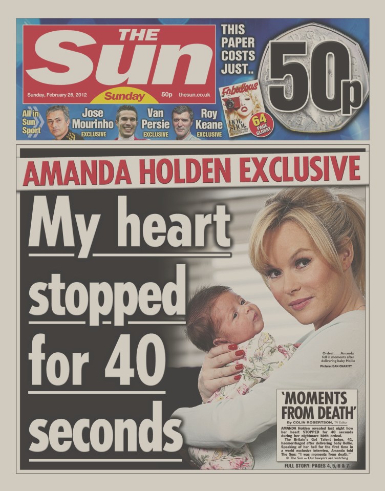 Hollie's birth was also traumatic and Amanda's heart stopped for 40 seconds, as we reported in 2012