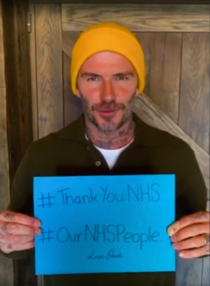 David Beckham thanks heroic NHS workers in lockdown