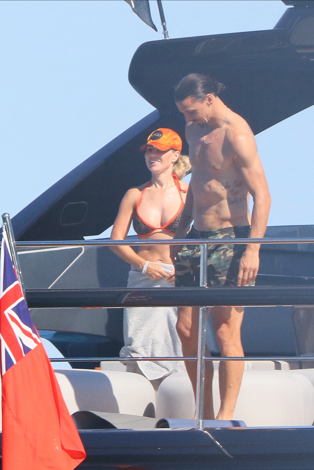 Zlatan had been holidaying on a yacht in the Med with wife Helena Seger