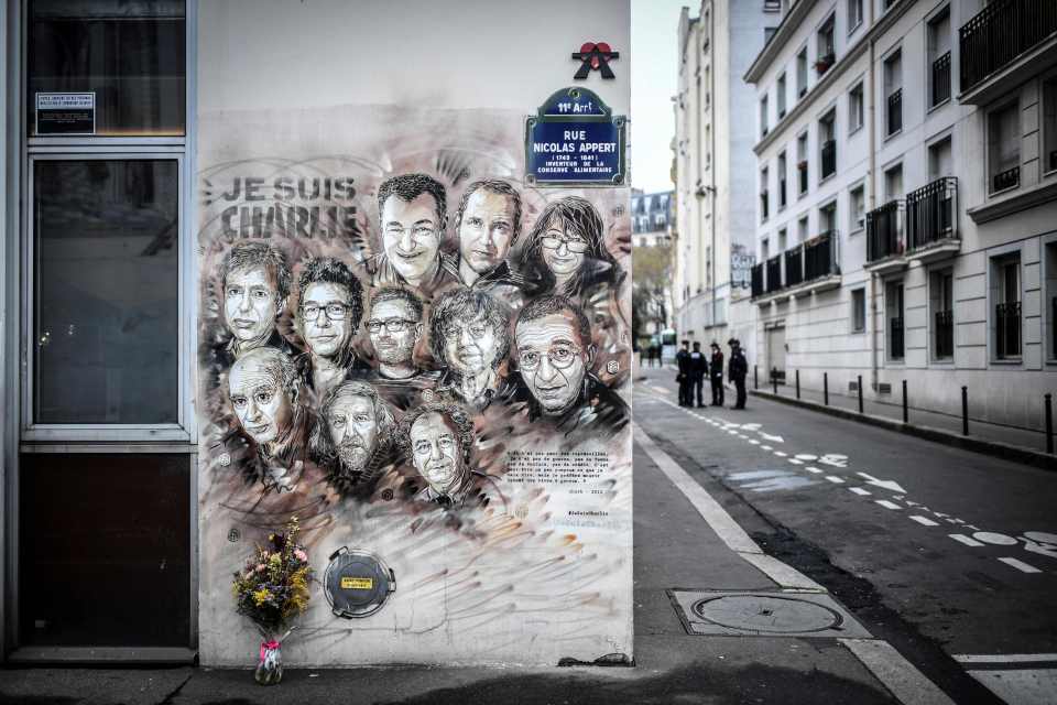 A tribute painting by French street artist Christian Guemy to to those killed