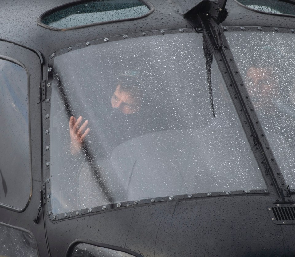 He landed his chopper during a torrential downpour