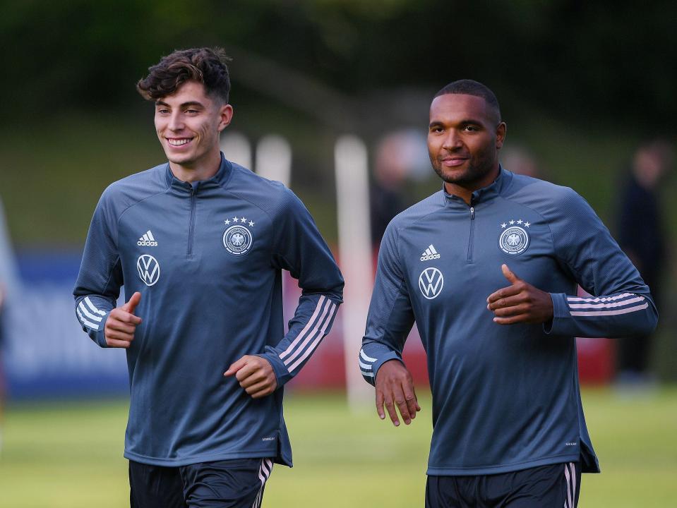 Kai Havertz (left) is on Germany duty ahead of starting life at Chelsea