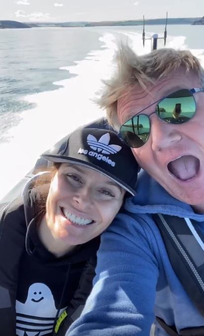 Gordon Ramsay pulled funny faces as he enjoyed an adrenaline-felled boat ride with wife Tana