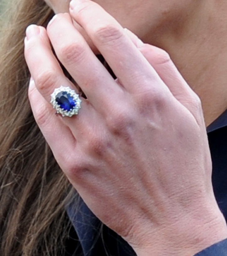 The ring is estimated to be worth £300,000 and features an oval blue sapphire 