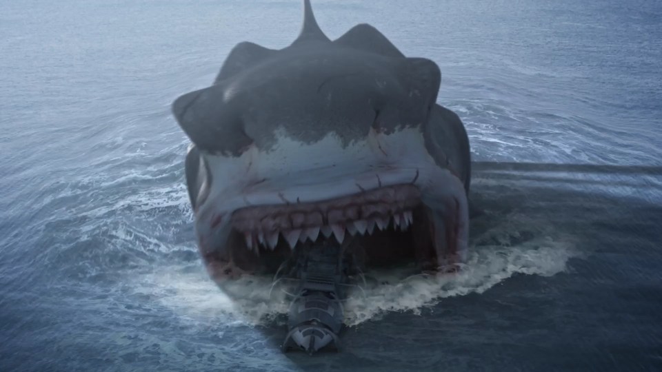 A still from the film ‘The Meg’, featuring a much larger fictional megalodon shark