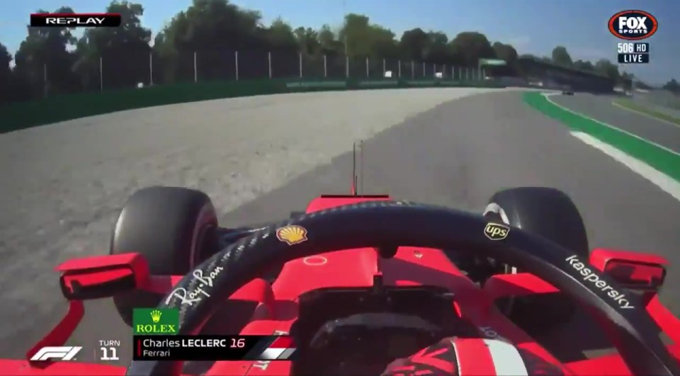 Leclerc headed off to the left of the track over the gravel but ran away unhurt