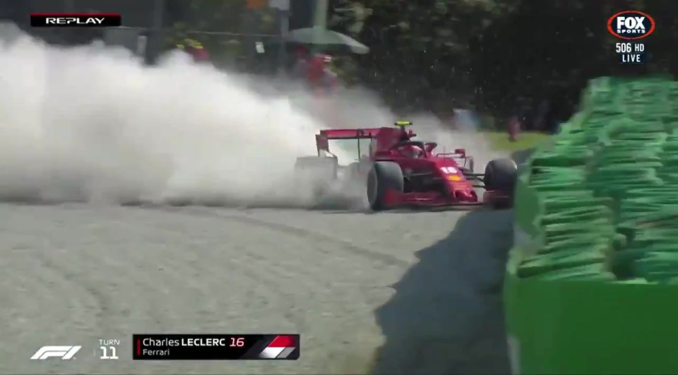 Charles Leclerc crashed into the tyre wall and was out of the Italian GP