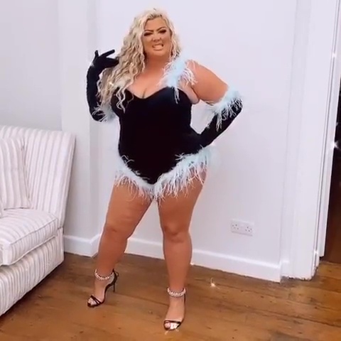 Gemma Collins flaunted her weight loss in a fluffy corset as she slapped her thighs to Cardi B's song WAP