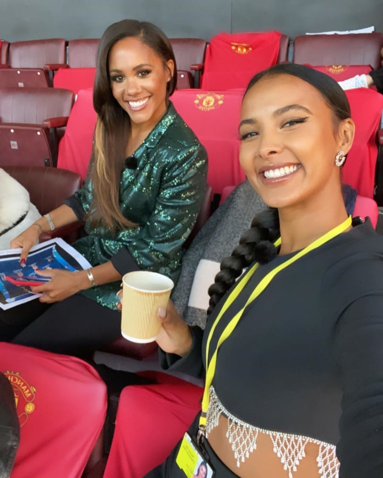 Maya Jama (right) appeared on the ITV pundit panel with ex-England star Alex Scott (left)