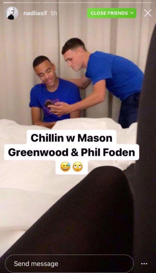 The girls posted a snap of them 'chillin with Mason Greenwood and Phil Foden'