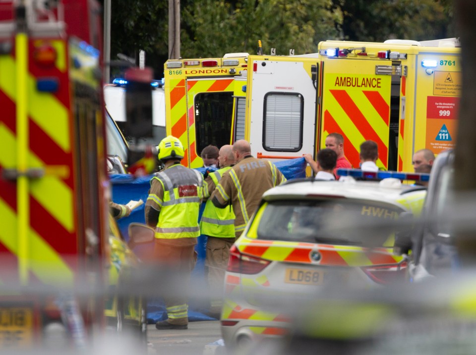 Emergency services at the site of the crash this afternoon