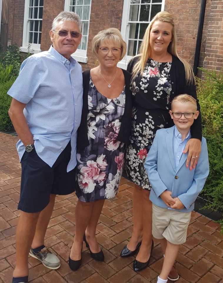 Debbie, pictured with her son Matthew, her mum and her mum's partner Mick, was left in floods of tears