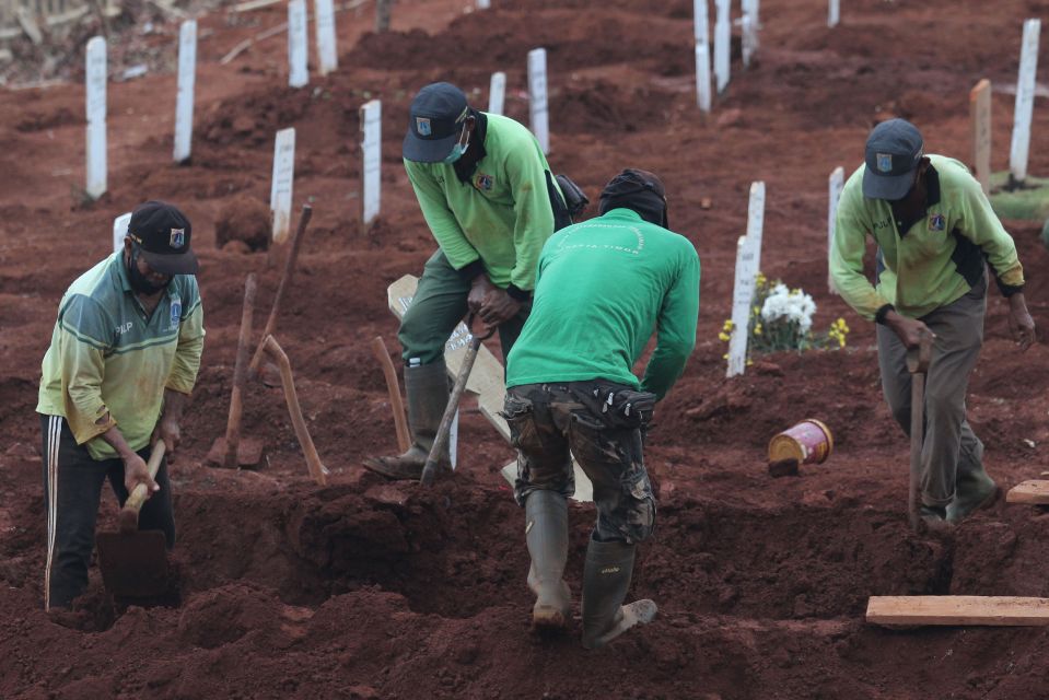 Rule breakers caught not wearing masks were forced to dig graves in East Java