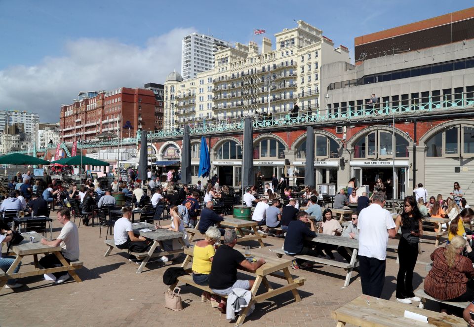  Groups gathered in Brighton earlier in the day to make the most of the sunshine