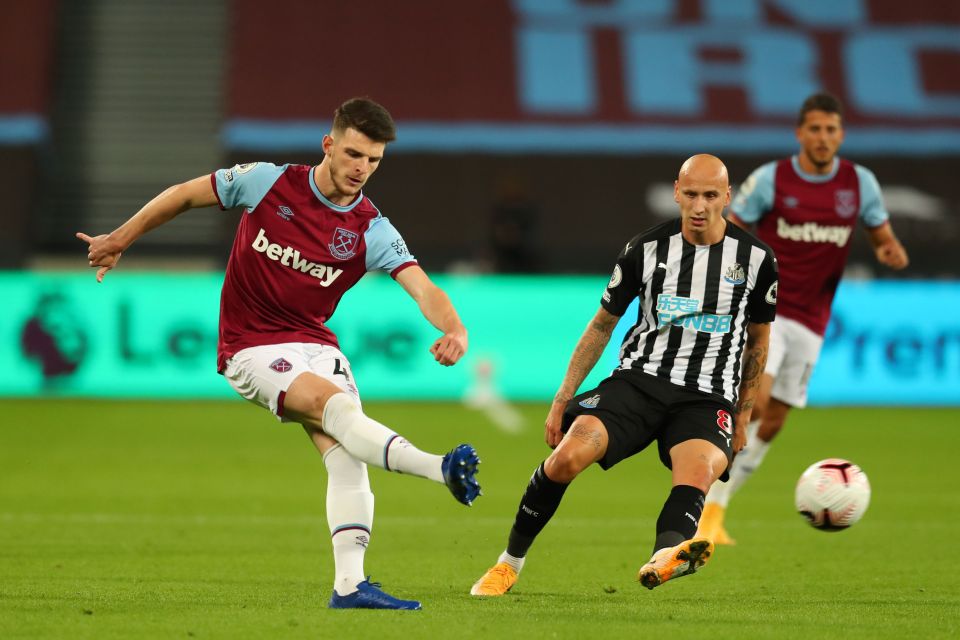 Declan Rice struggled for the Hammers after returning from England duty