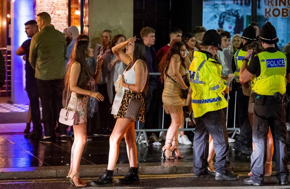  Groups of revellers spilled out of bars in Newcastle