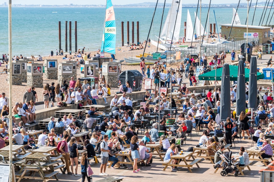 Drinkers were enjoying the sun in Brighton this afternoon