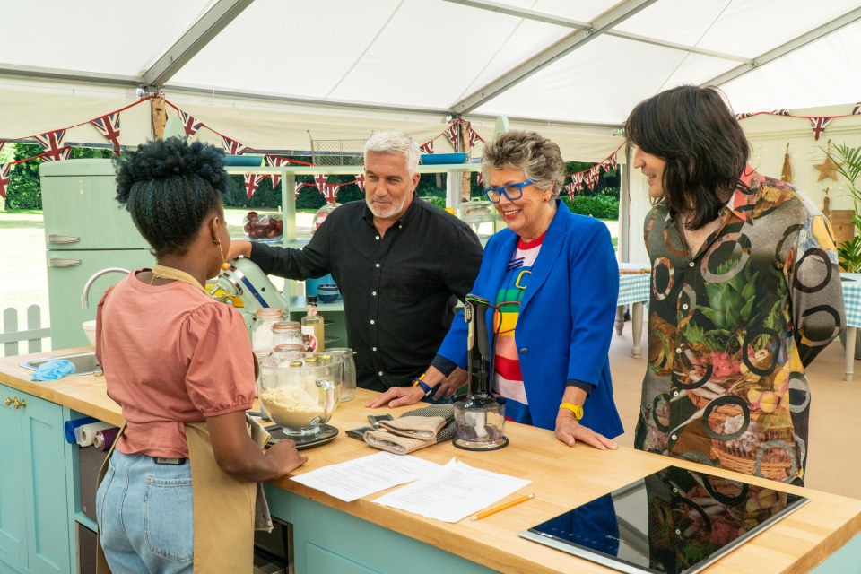 Radiographer and NHS worker Loriea is sized up by Paul Hollywood and Prue Leith