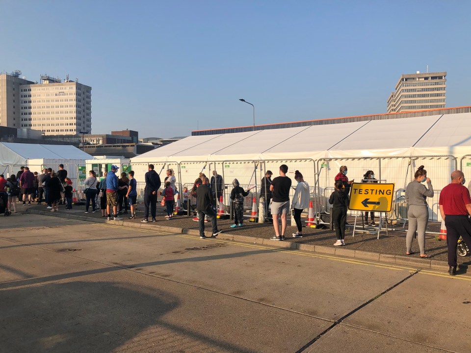 Hundreds of people queued up to get a test in Southend today