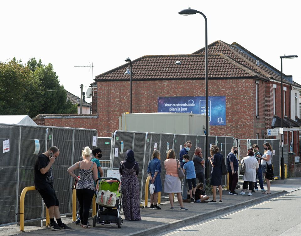 People wait for tests in Southampton, Hampshire