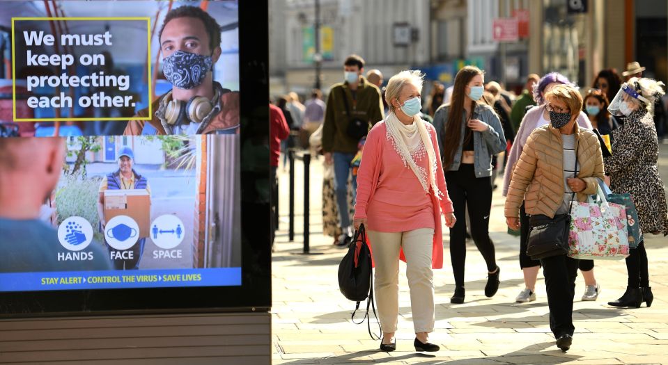 Shoppers in Newcastle city centre wearing masks