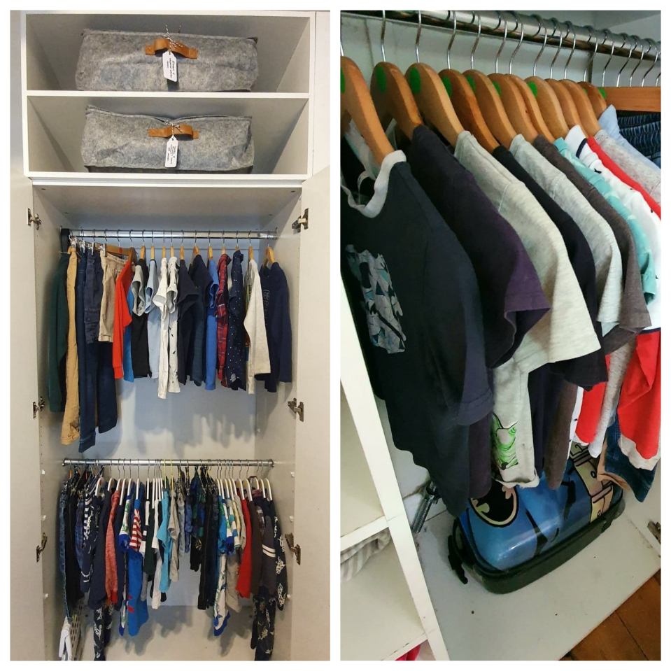 With five kids under eight, the mum has started using capsule wardrobes and a colour-coded system to stay organised