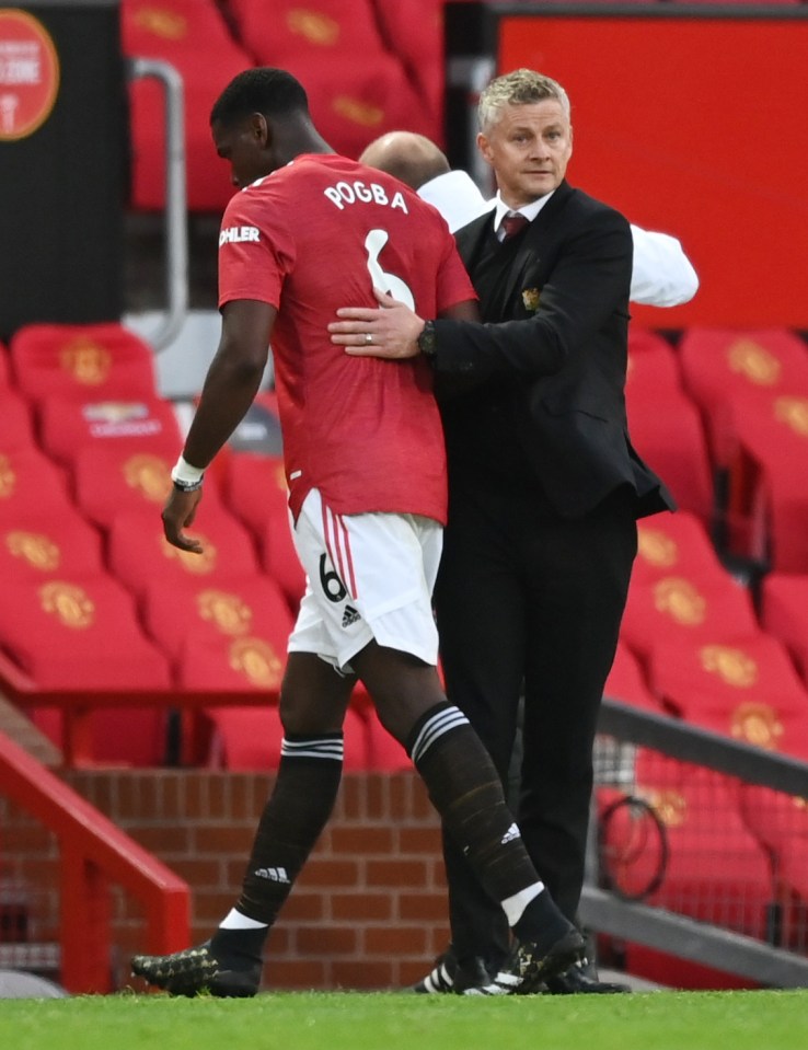 Paul Pogba is subbed by Manchester United boss Ole Gunnar Solskjaer last week but started against Brighton